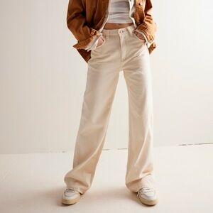 NWT Free People Tinsley Baggy Wide-Leg Jeans Cream 31